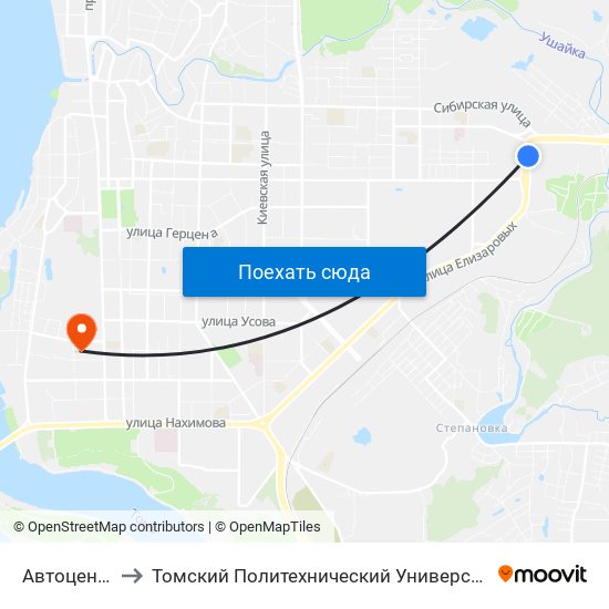 Автоцентр to Томский Политехнический Университет map