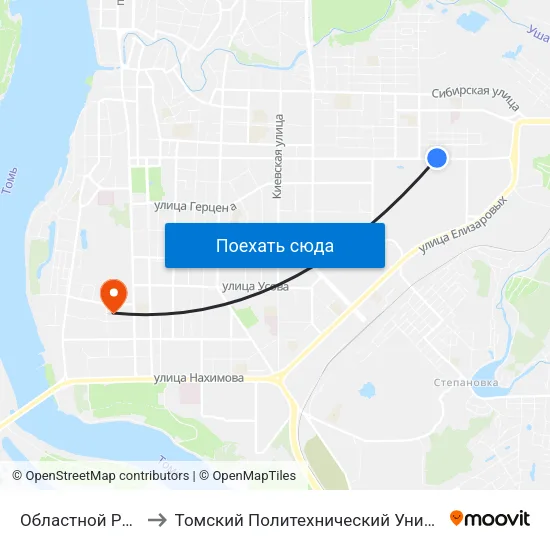 Областной Рынок to Томский Политехнический Университет map