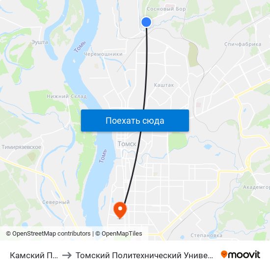 Камский Пер. to Томский Политехнический Университет map