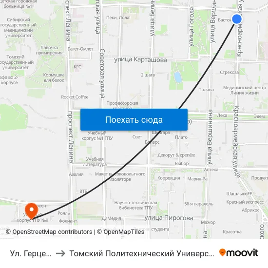 Ул. Герцена to Томский Политехнический Университет map