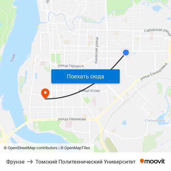 Фрунзе to Томский Политехнический Университет map