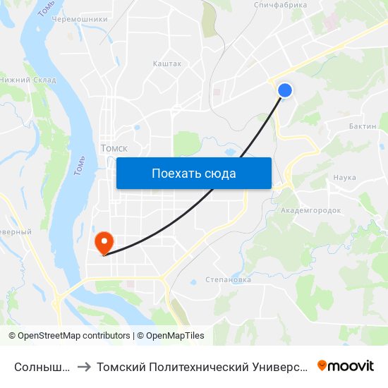 Солнышко to Томский Политехнический Университет map