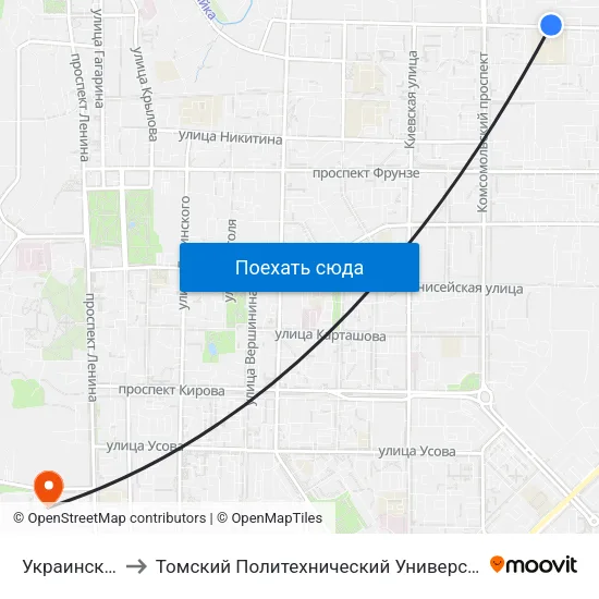 Украинская to Томский Политехнический Университет map