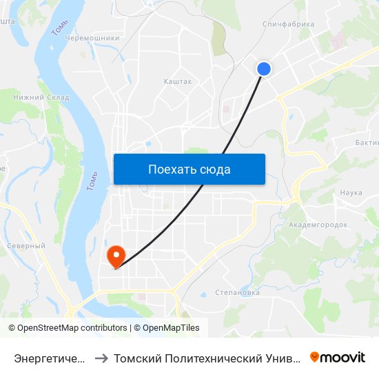 Энергетическая to Томский Политехнический Университет map