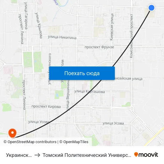Украинская to Томский Политехнический Университет map