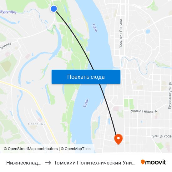 Нижнескладской to Томский Политехнический Университет map