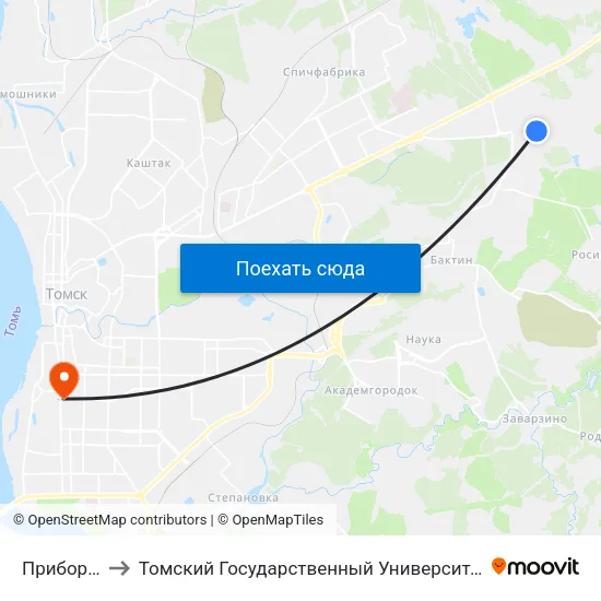 Приборный Завод to Томский Государственный Университет (Институт Экономики И Менеджмента) map