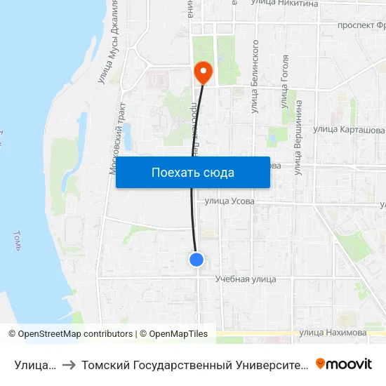 Улица Учебная to Томский Государственный Университет (Институт Экономики И Менеджмента) map