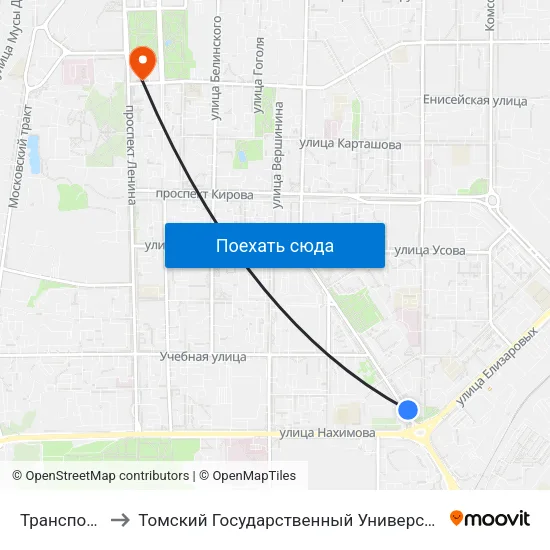 Транспортное Кольцо to Томский Государственный Университет (Институт Экономики И Менеджмента) map