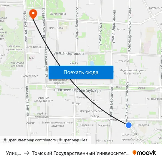 Улица Усова to Томский Государственный Университет (Институт Экономики И Менеджмента) map