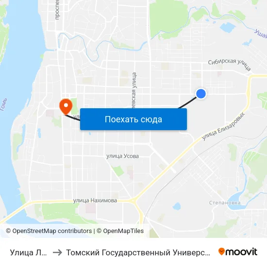 Улица Льва Толстого to Томский Государственный Университет (Институт Экономики И Менеджмента) map