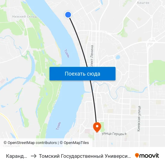 Карандашная Ф-Ка to Томский Государственный Университет (Институт Экономики И Менеджмента) map