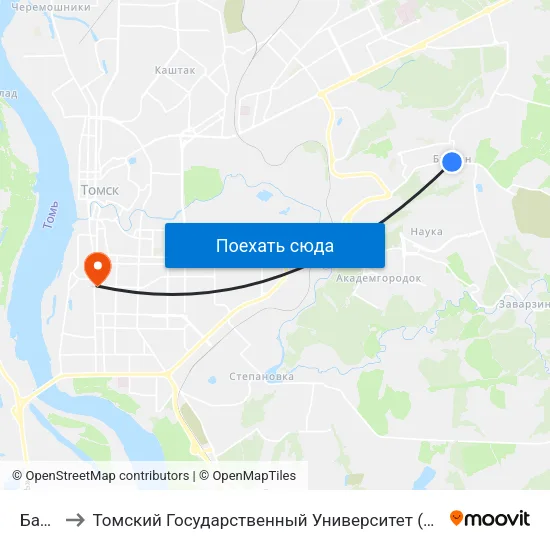 Баумана to Томский Государственный Университет (Институт Экономики И Менеджмента) map