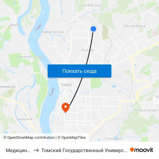 Медицинский Колледж to Томский Государственный Университет (Институт Экономики И Менеджмента) map