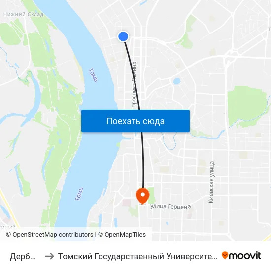 Дербышевский to Томский Государственный Университет (Институт Экономики И Менеджмента) map