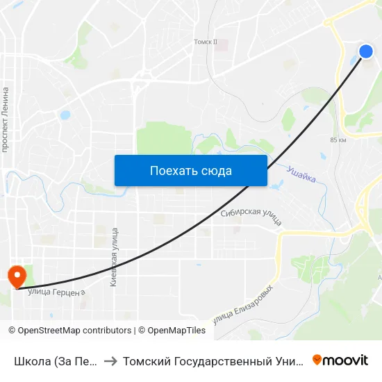 Школа (За Пешеходным Переходом) to Томский Государственный Университет (Институт Экономики И Менеджмента) map