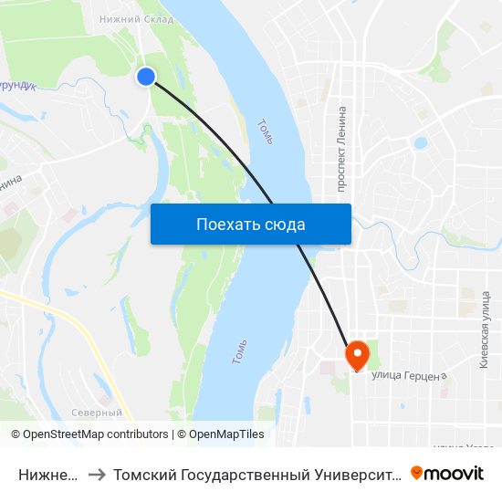 Нижнескладской to Томский Государственный Университет (Институт Экономики И Менеджмента) map