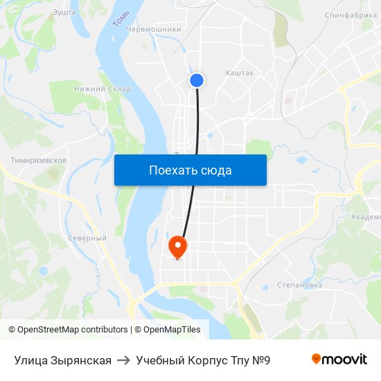 Улица Зырянская to Учебный Корпус Тпу №9 map