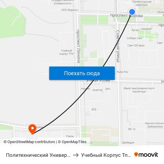 Политехнический Университет to Учебный Корпус Тпу №9 map