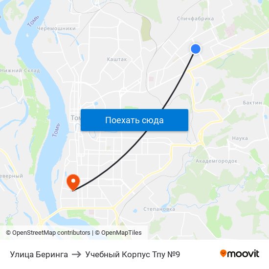 Улица Беринга to Учебный Корпус Тпу №9 map