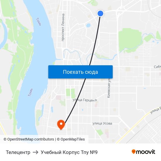 Телецентр to Учебный Корпус Тпу №9 map