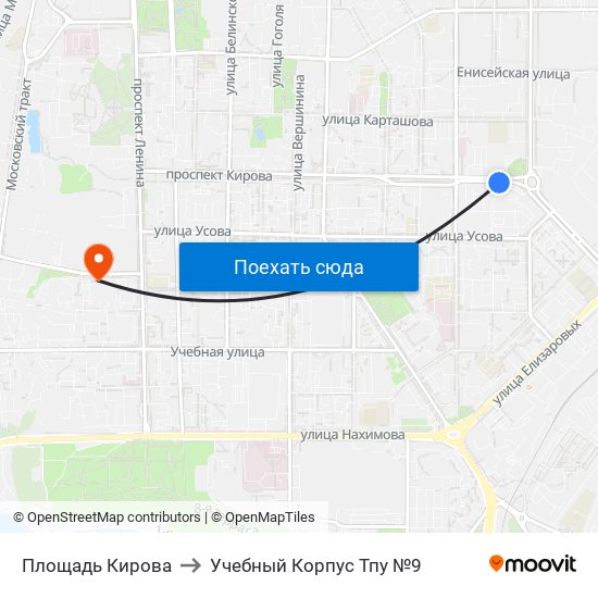 Площадь Кирова to Учебный Корпус Тпу №9 map