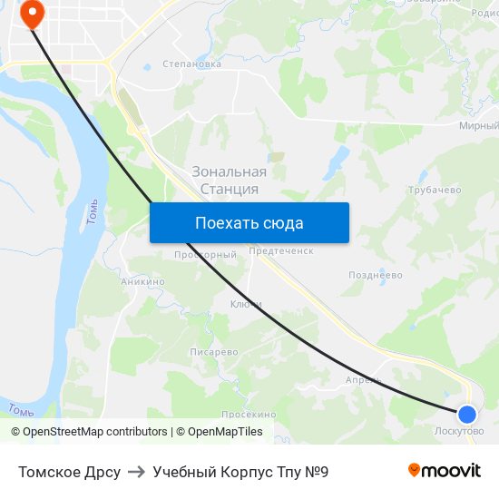 Томское Дрсу to Учебный Корпус Тпу №9 map
