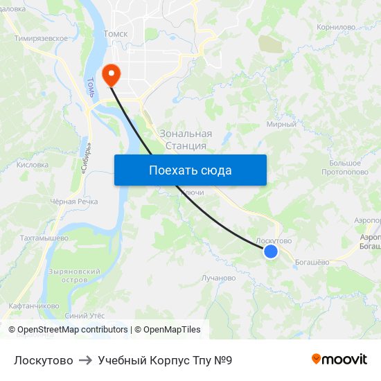 Лоскутово to Учебный Корпус Тпу №9 map