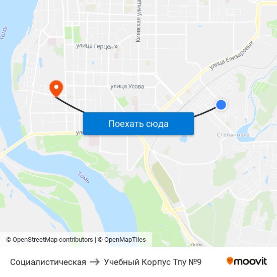Социалистическая to Учебный Корпус Тпу №9 map