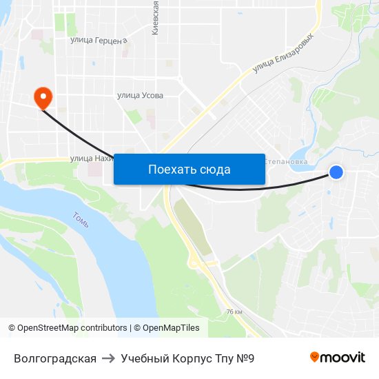 Волгоградская to Учебный Корпус Тпу №9 map