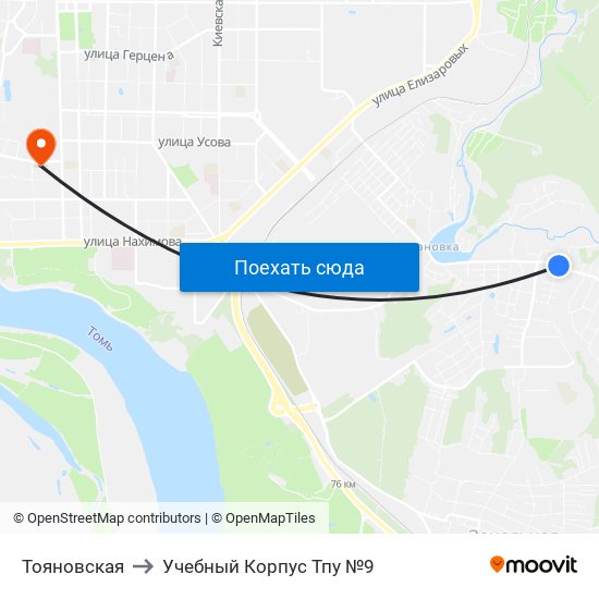 Тояновская to Учебный Корпус Тпу №9 map