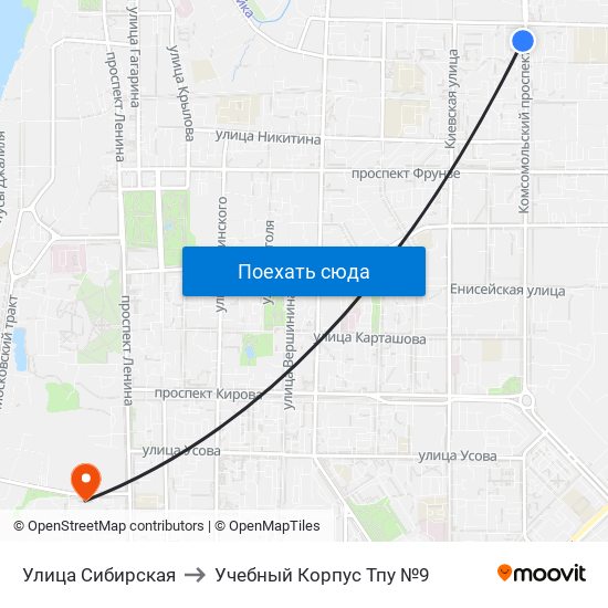 Улица Сибирская to Учебный Корпус Тпу №9 map