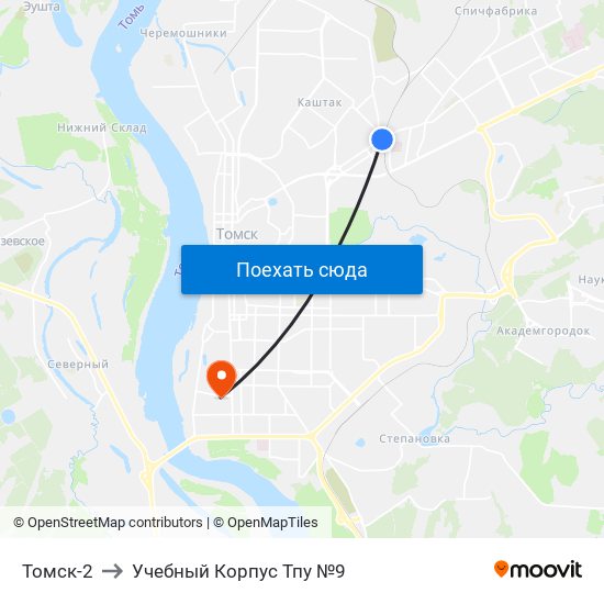 Томск-2 to Учебный Корпус Тпу №9 map