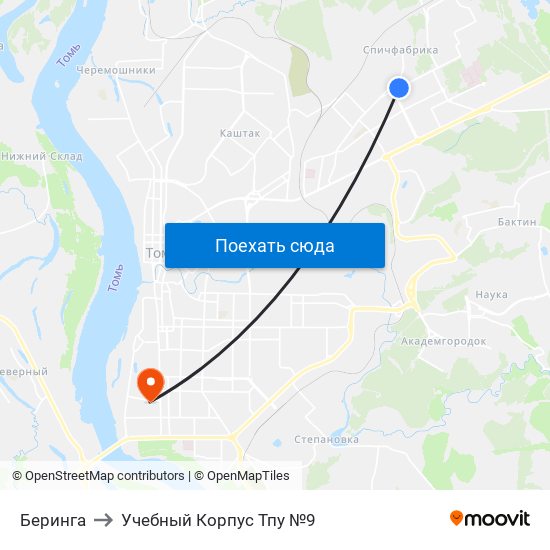 Беринга to Учебный Корпус Тпу №9 map