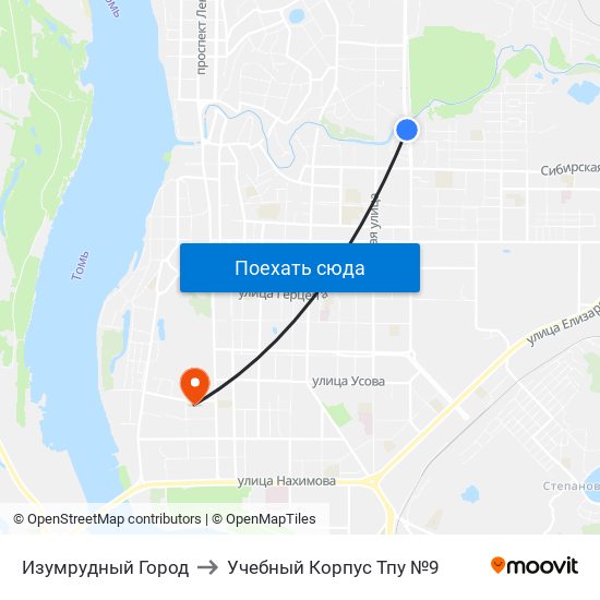 Изумрудный Город to Учебный Корпус Тпу №9 map