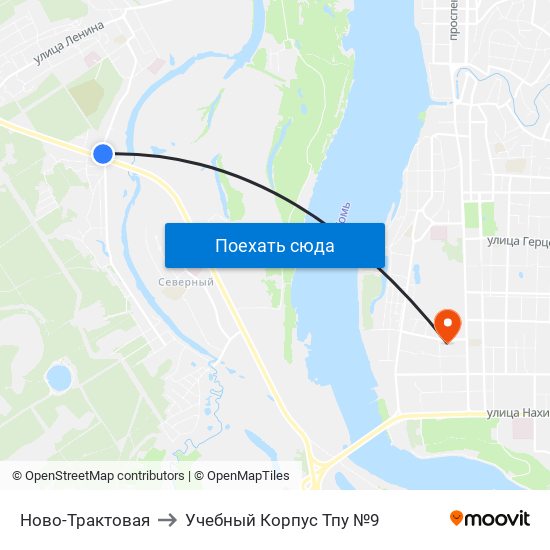 Ново-Трактовая to Учебный Корпус Тпу №9 map