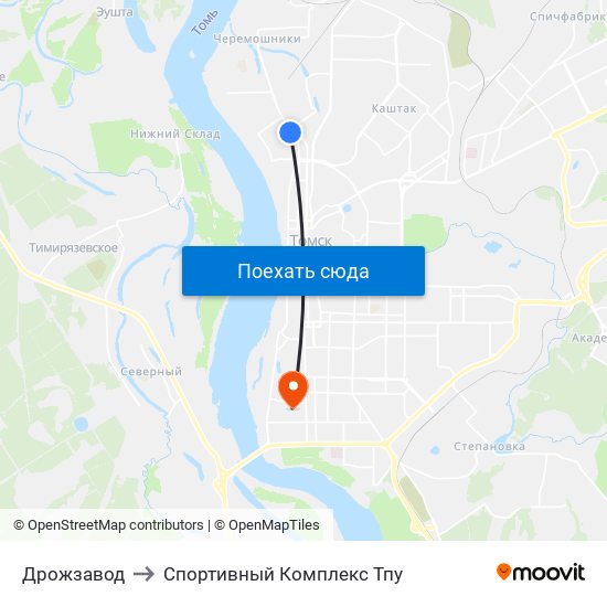 Дрожзавод to Спортивный Комплекс Тпу map