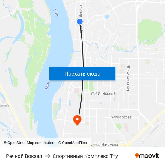 Речной Вокзал to Спортивный Комплекс Тпу map