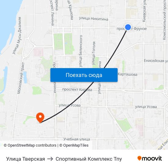 Улица Тверская to Спортивный Комплекс Тпу map