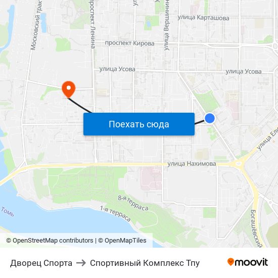 Дворец Спорта to Спортивный Комплекс Тпу map