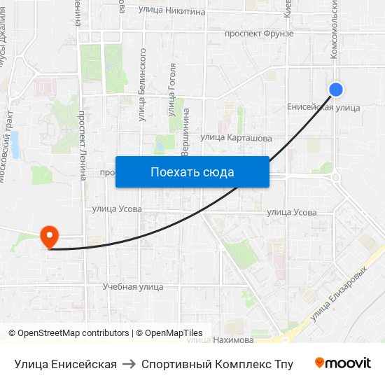 Улица Енисейская to Спортивный Комплекс Тпу map