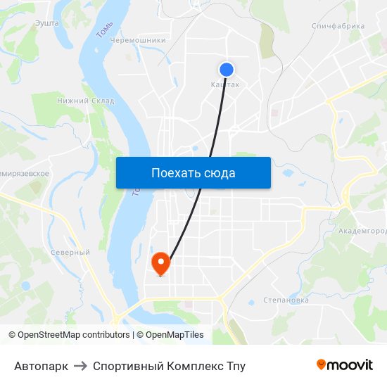 Автопарк to Спортивный Комплекс Тпу map