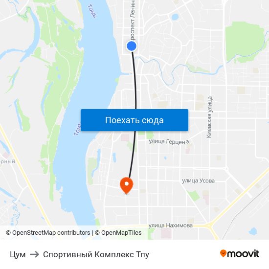 Цум to Спортивный Комплекс Тпу map