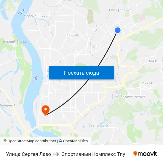 Улица Сергея Лазо to Спортивный Комплекс Тпу map