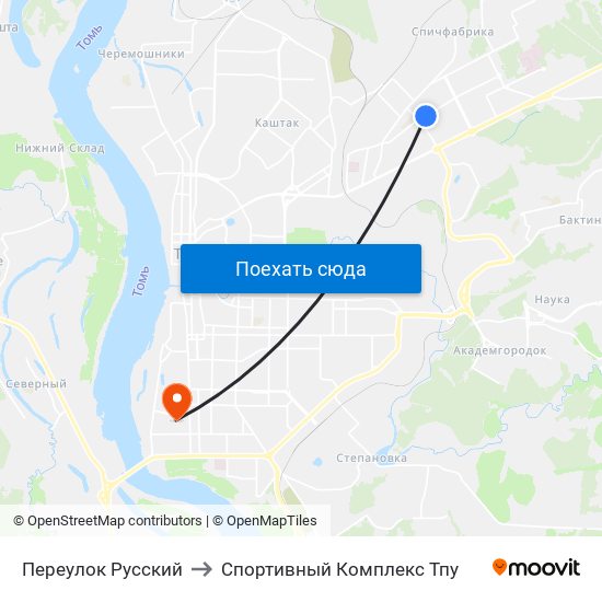 Переулок Русский to Спортивный Комплекс Тпу map