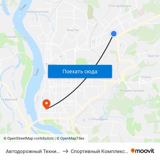 Автодорожный Техникум to Спортивный Комплекс Тпу map