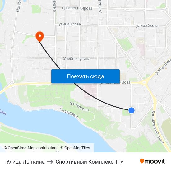 Улица Лыткина to Спортивный Комплекс Тпу map