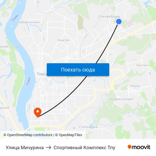 Улица Мичурина to Спортивный Комплекс Тпу map