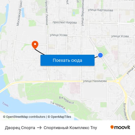 Дворец Спорта to Спортивный Комплекс Тпу map