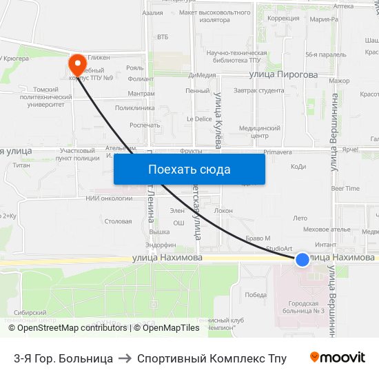 3-Я Гор. Больница to Спортивный Комплекс Тпу map